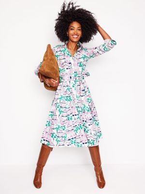 Amy Cotton Midi Shirt Dress-Ivory. Botanical Greenhouse