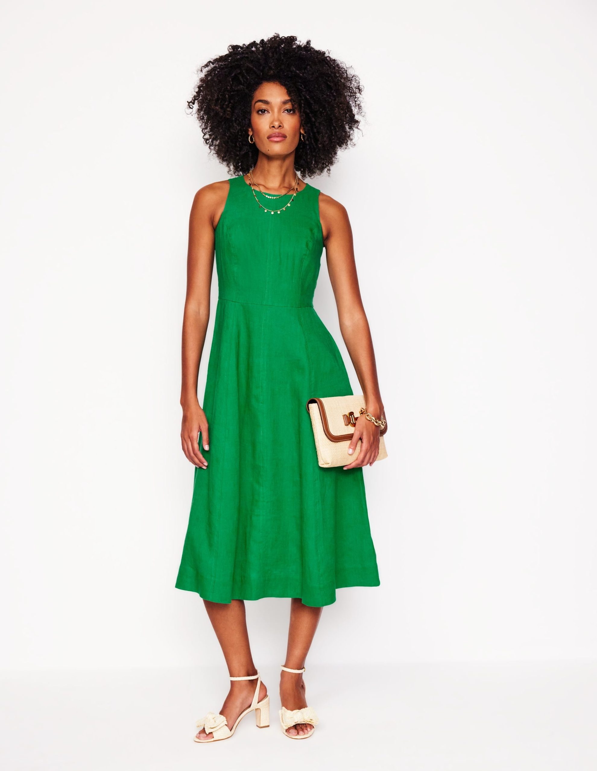 Carla Linen Midi Dress-Rich Emerald - Image 5