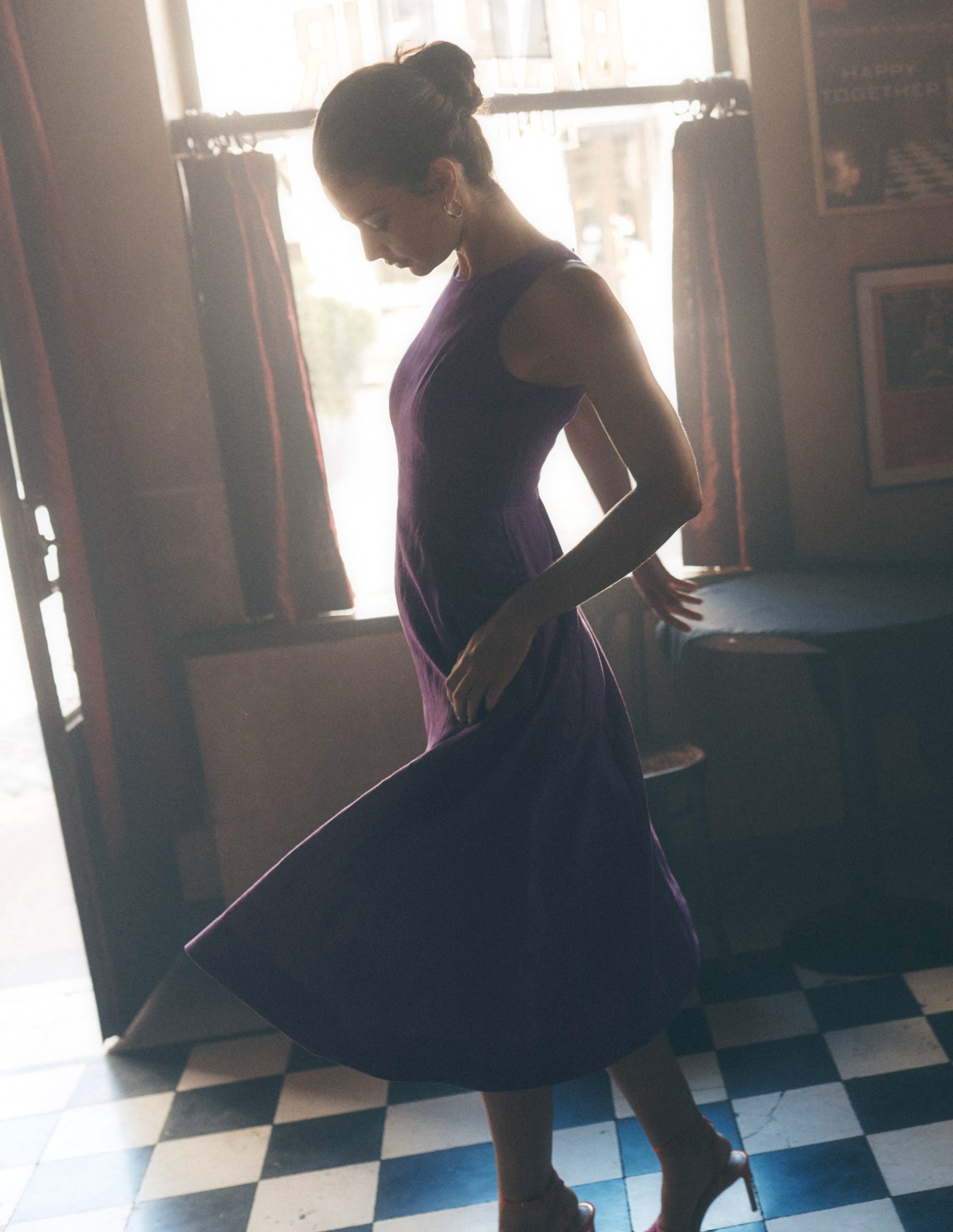 Carla Linen Midi Dress-Royal Purple - Image 2