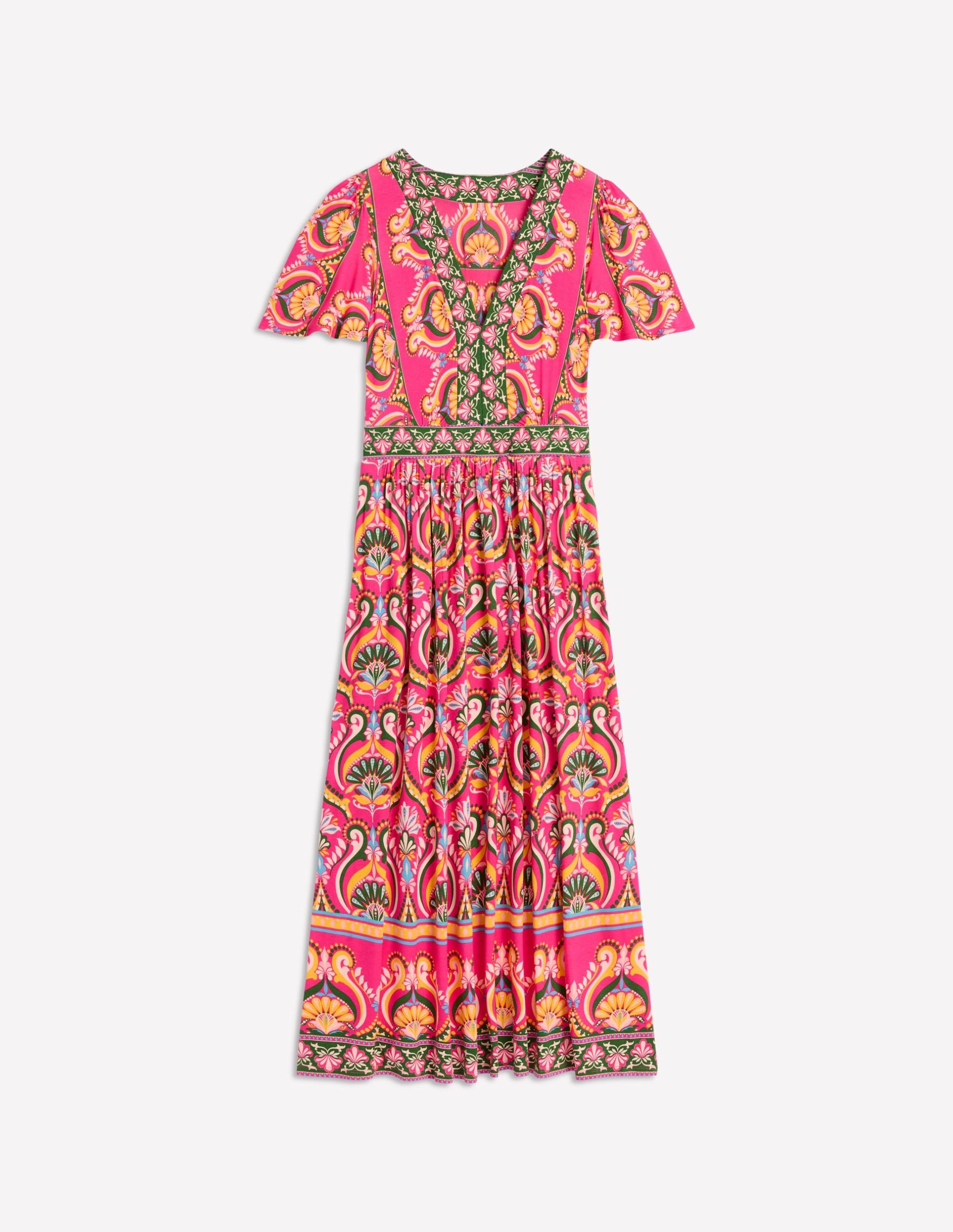Ellie Flutter Maxi Tea Dress-Pink Peony. Ornamental Floral - Image 6