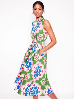 Amy Sleeveless Shirt Dress-Multi. Bloom Geo