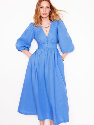 Lola Blouson Maxi Dress-Ocean Blue