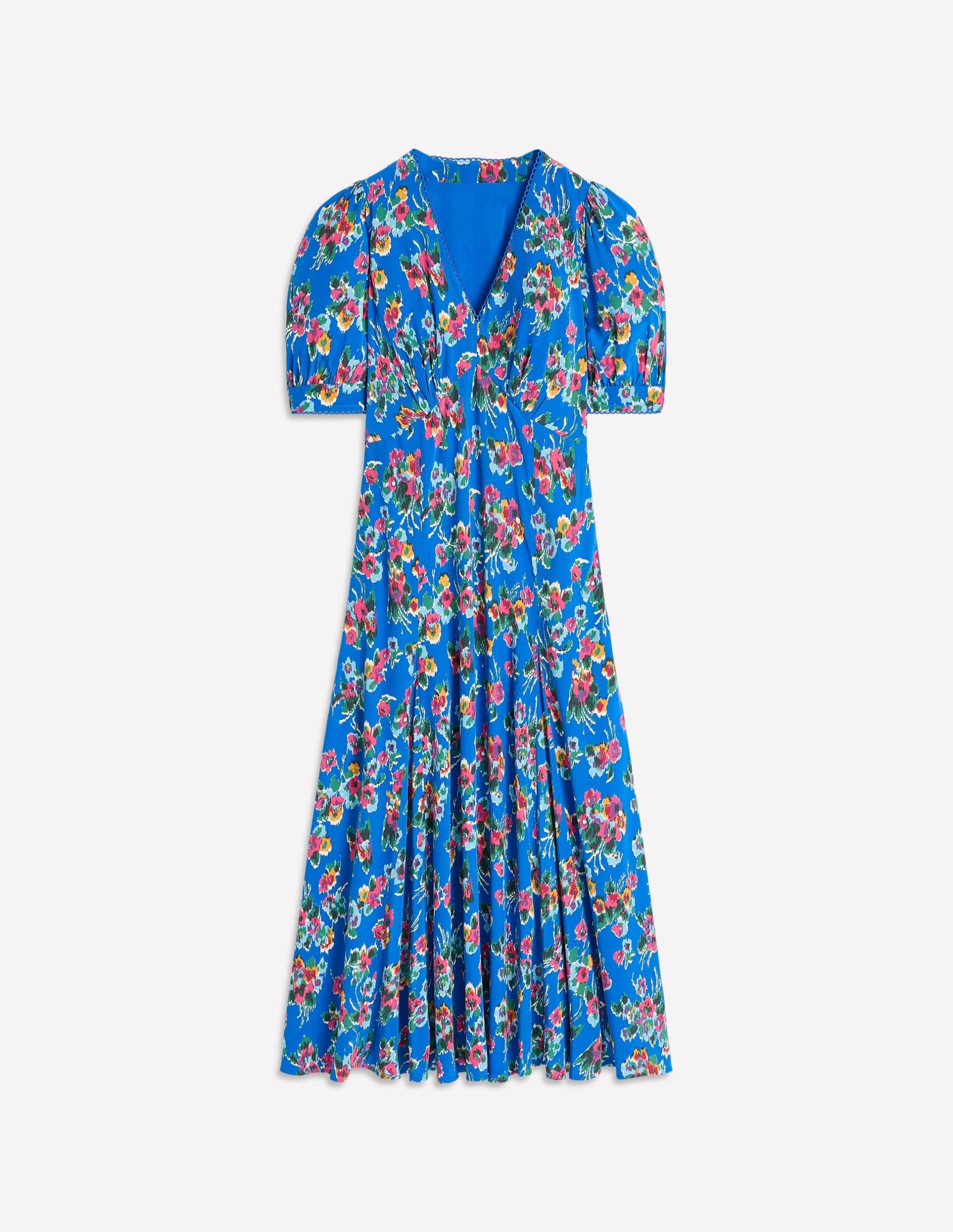 Rosie Godet Tea Dress-Gallery Blue. Abstract Posy - Image 6