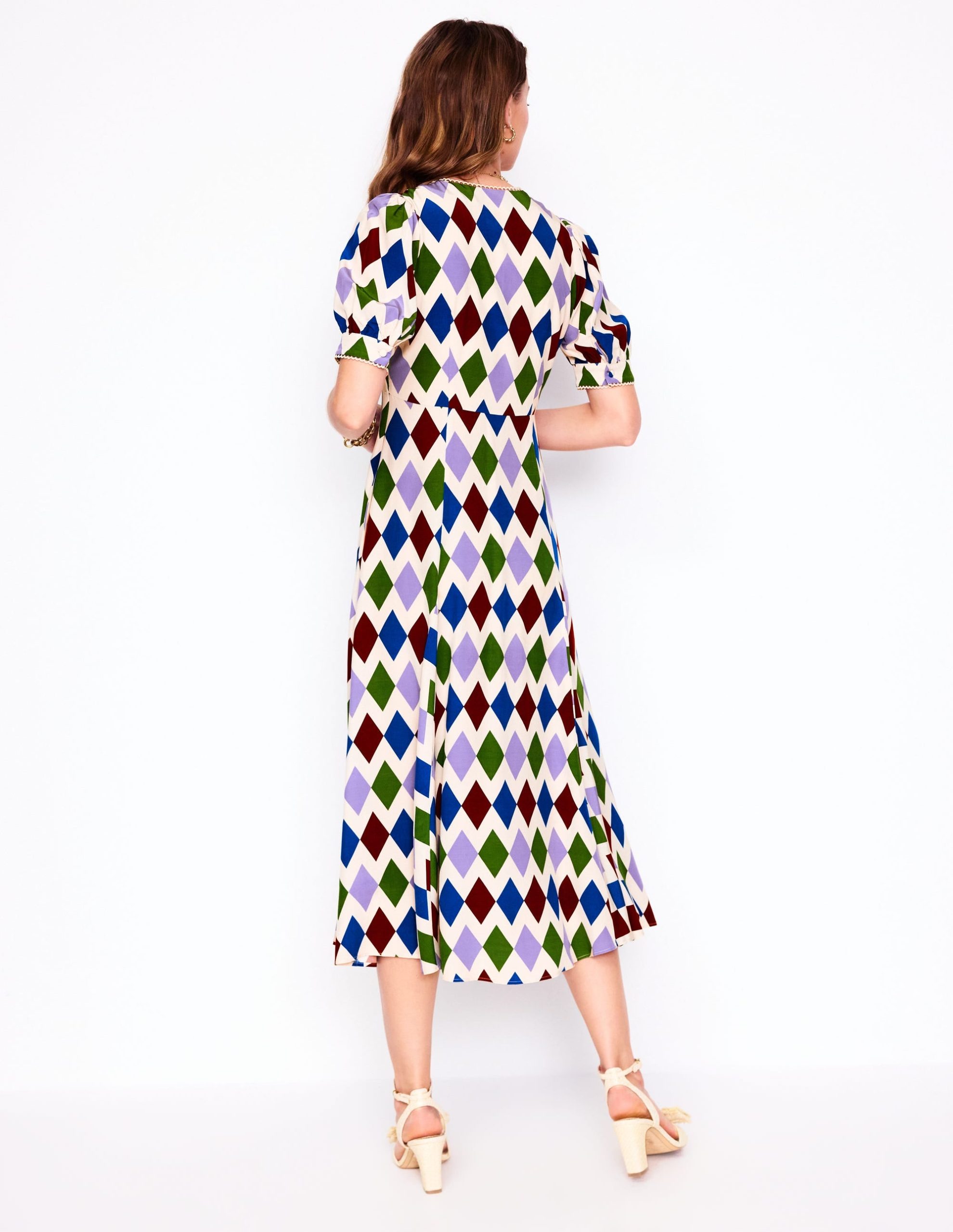 Rosie Godet Tea Dress-Multi. Diamond Stripe - Image 4