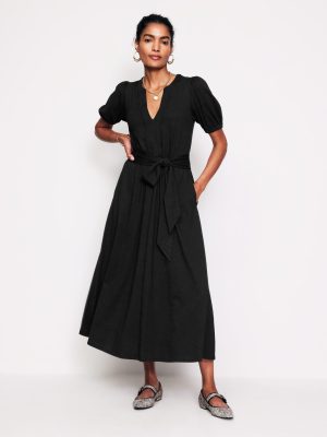Sofia Trim Jersey Midi Dress-Black