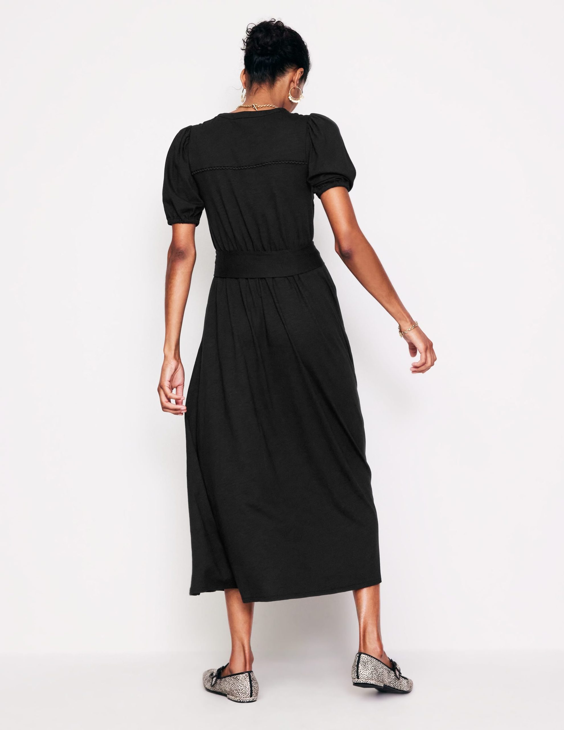 Sofia Trim Jersey Midi Dress-Black - Image 3
