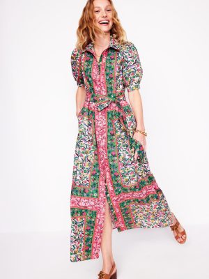 Alexa Maxi Shirt Dress-Multi. Enchanting Vine