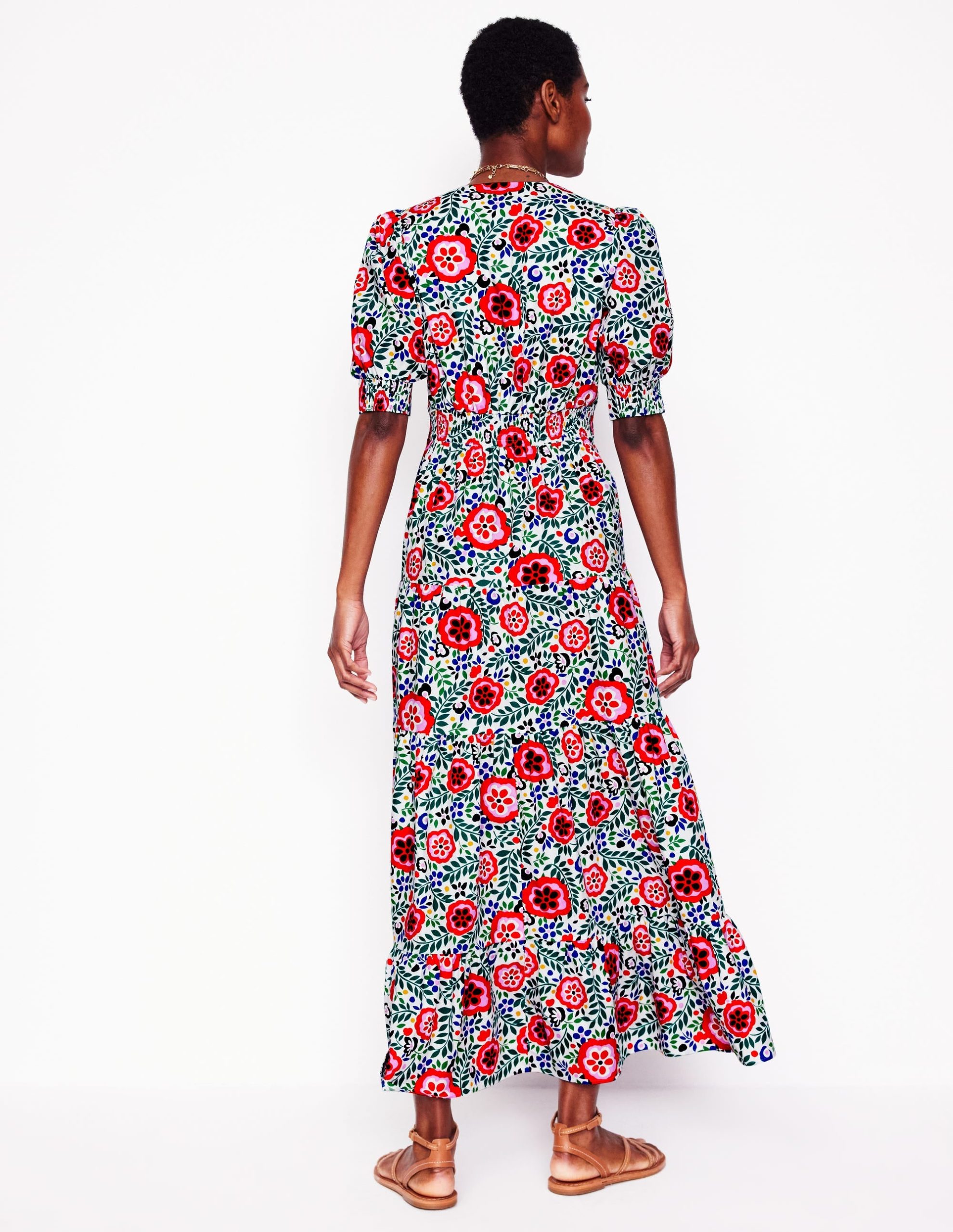 Bella Puff Sleeve Maxi Dress-Multi. Foliage Scatter - Image 2