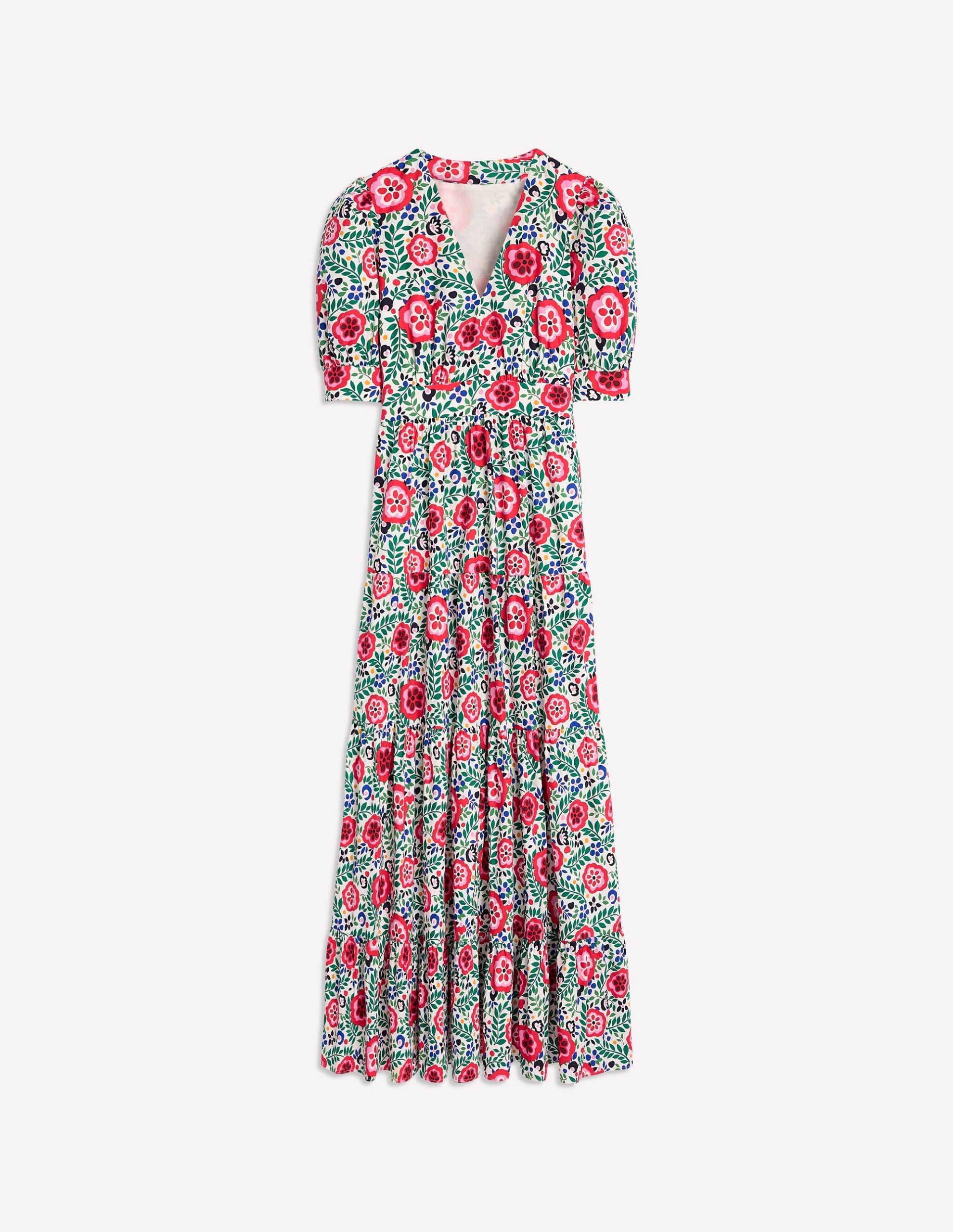 Bella Puff Sleeve Maxi Dress-Multi. Foliage Scatter - Image 4