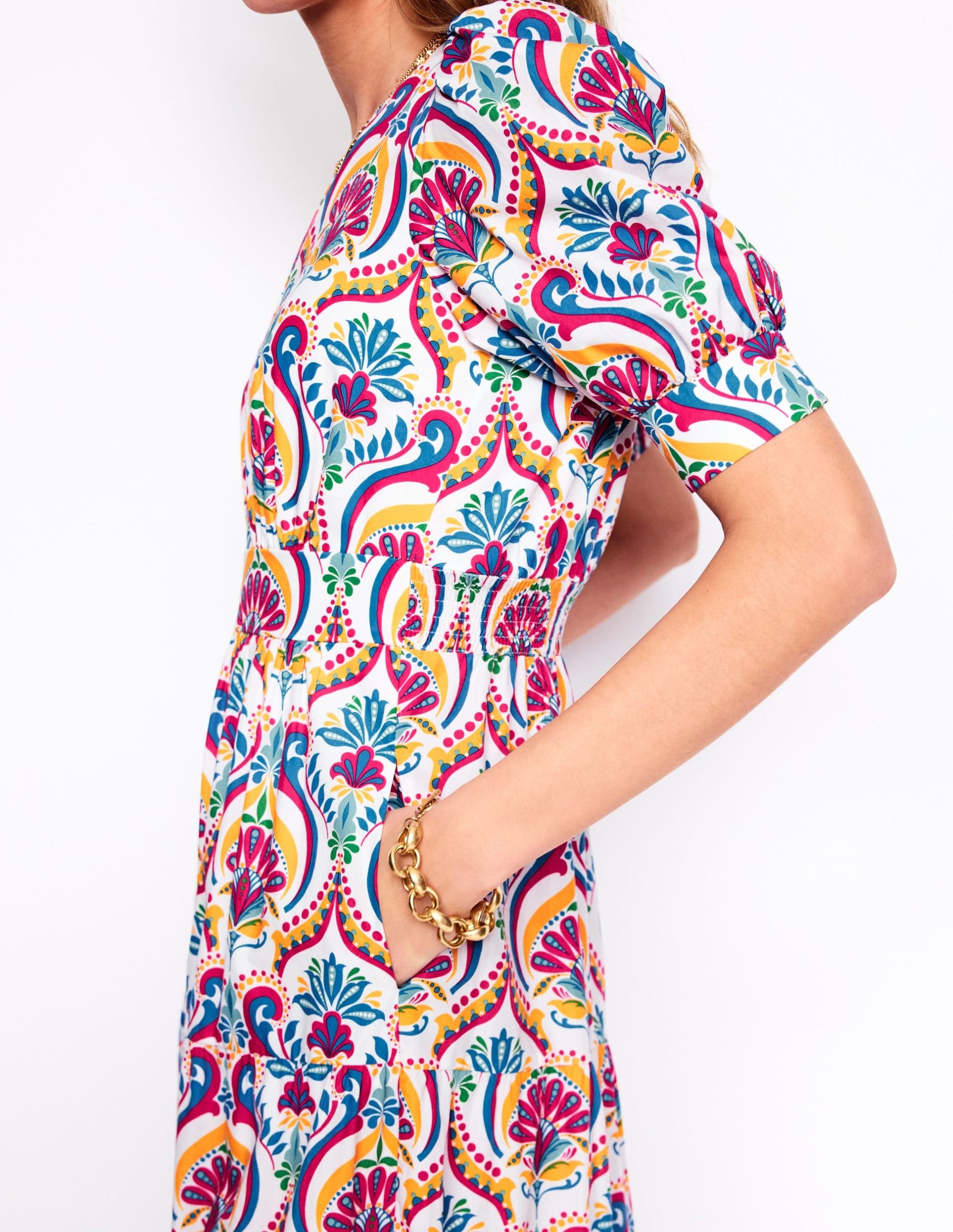 Bella Puff Sleeve Maxi Dress-Multi. Ornamental Floral - Image 3