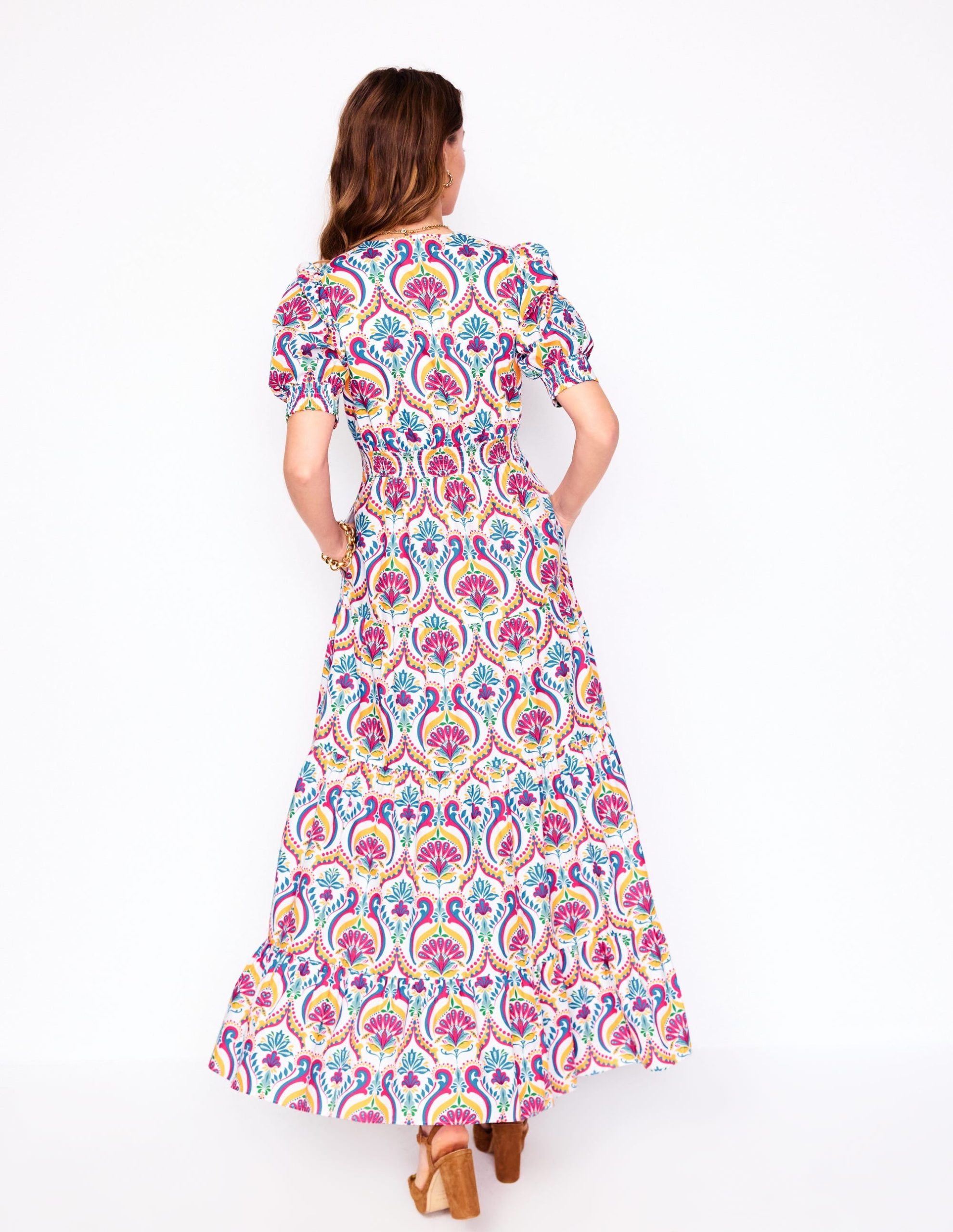 Bella Puff Sleeve Maxi Dress-Multi. Ornamental Floral - Image 4
