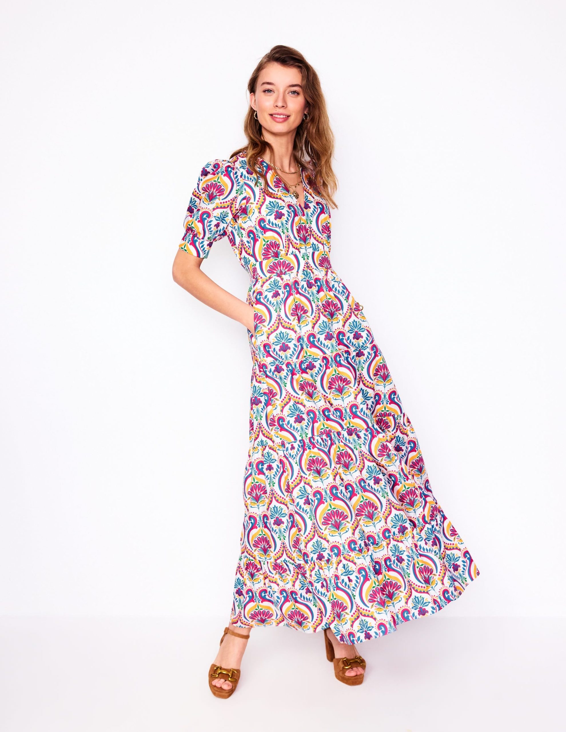 Bella Puff Sleeve Maxi Dress-Multi. Ornamental Floral - Image 5
