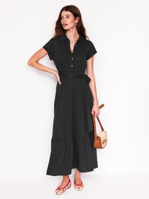 Cressida Jersey Shirt Dress-Black