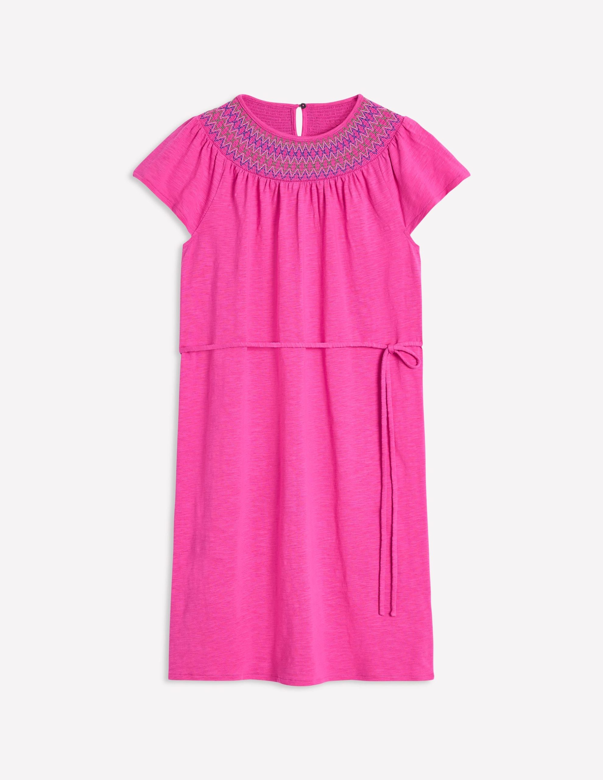 Nina Smocked T-Shirt Dress-Cosmos Pink - Image 5