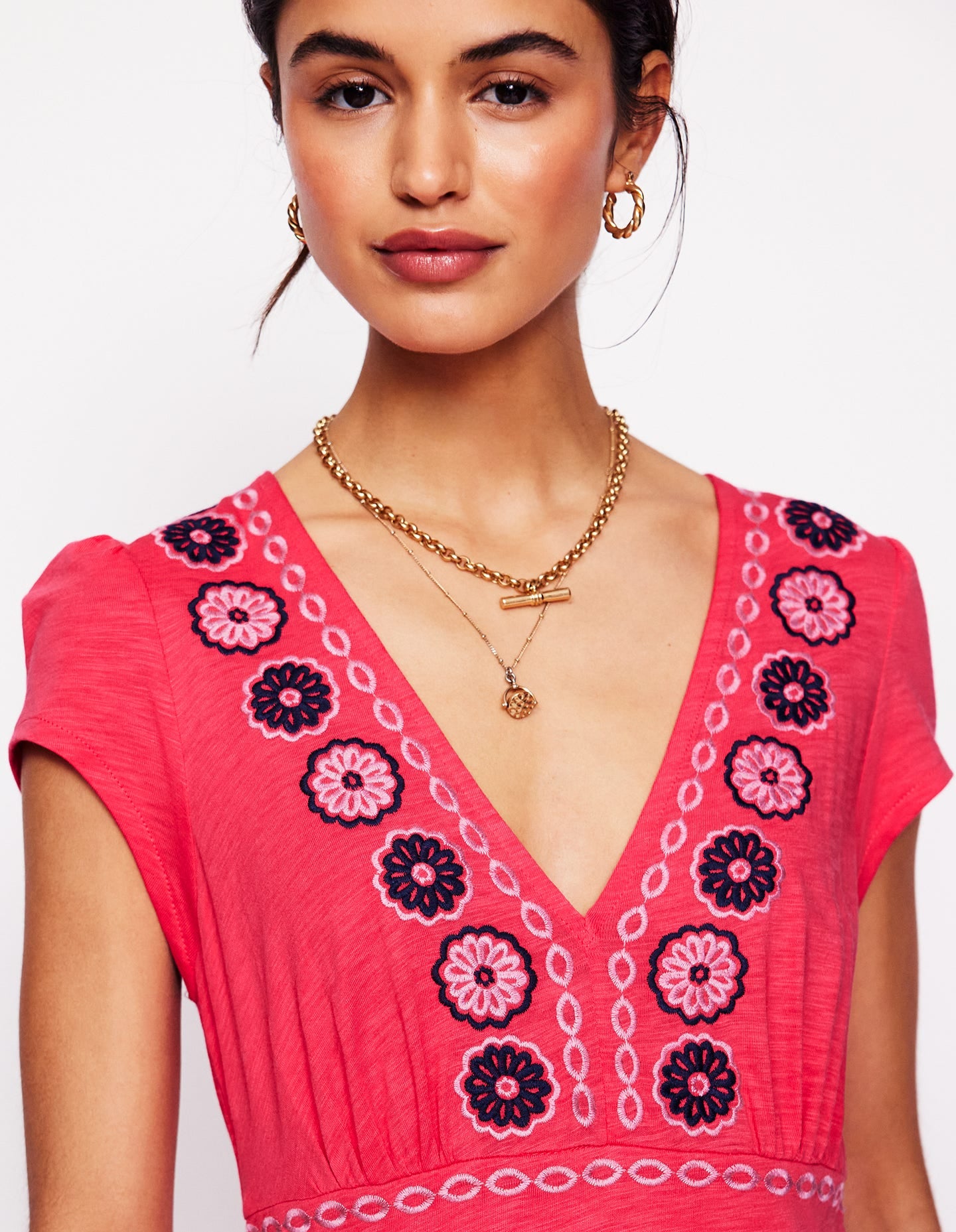 Eloise Embroidered Midi Dress-Camelia Pink - Image 2