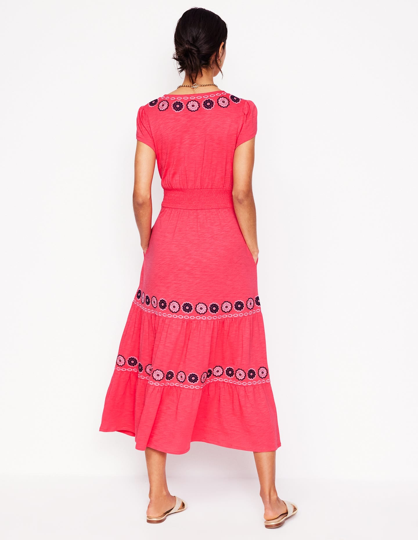 Eloise Embroidered Midi Dress-Camelia Pink - Image 3