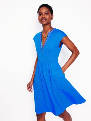 Chloe Embroidered Short Dress-Cerulean Blue