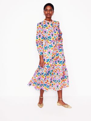 Mia Tiered Shirt Dress-Ivory.  Decorative Dandelion