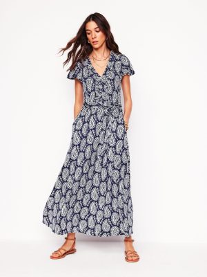 Nicola Jersey Tea Dress-French Navy.  Paisley Heart