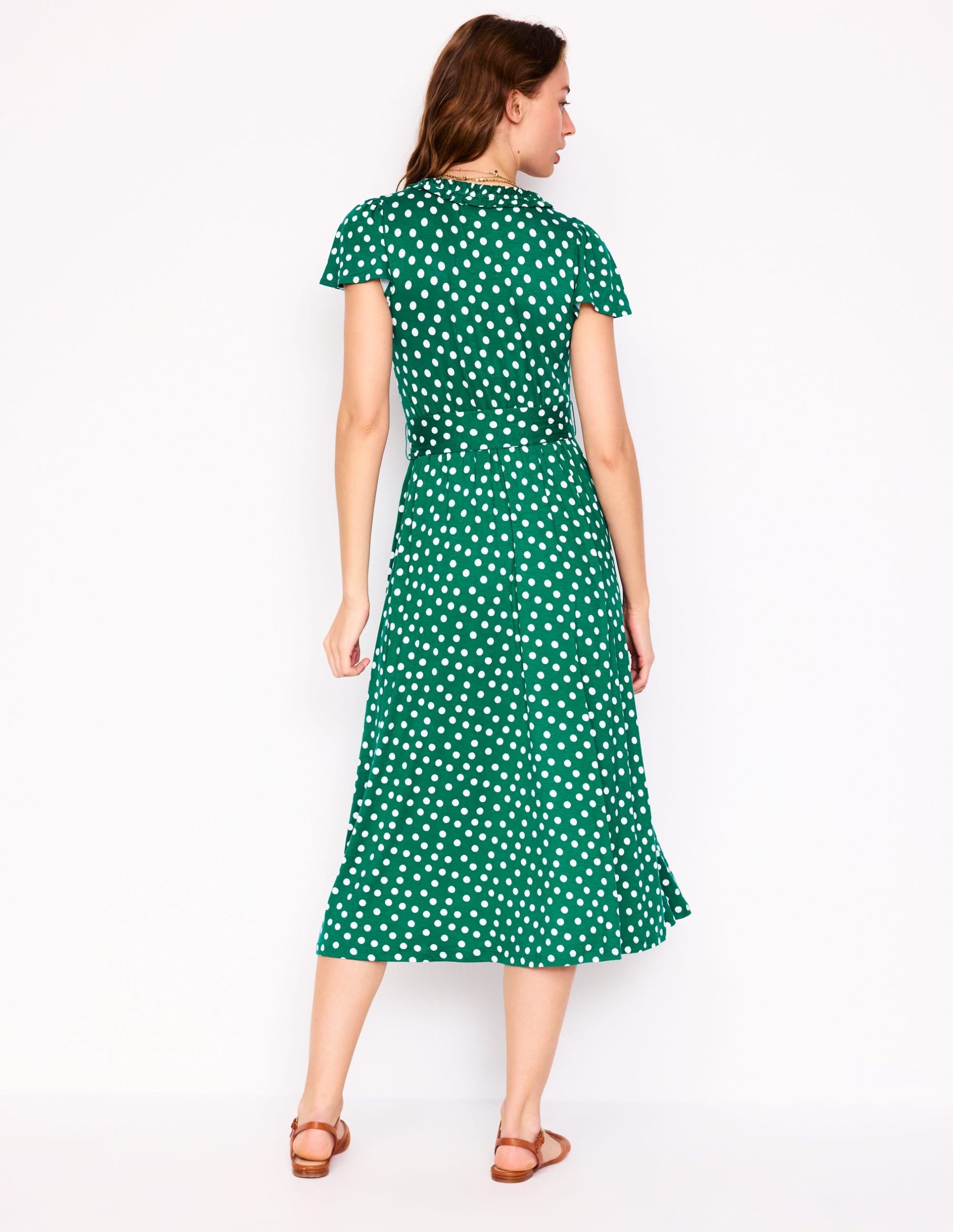 Nicola Jersey Tea Dress-Forest Grass. Painted Dot - Image 3