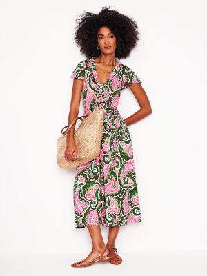 Nicola Jersey Tea Dress-Multi. Scallop Paisley