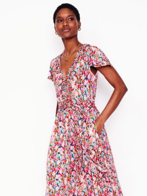 Nicola Jersey Tea Dress-Multi. Wildflower Garden