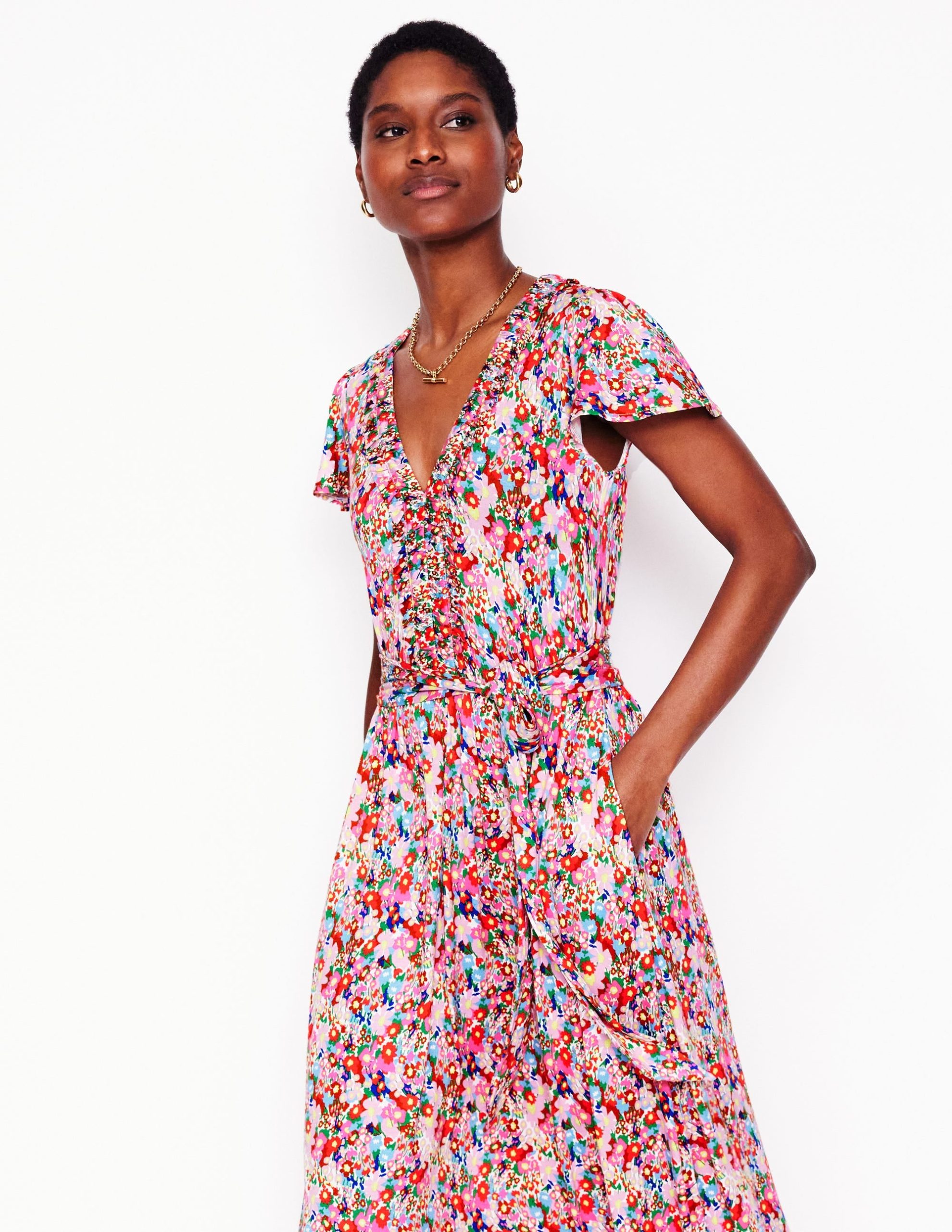 Nicola Jersey Tea Dress-Multi. Wildflower Garden