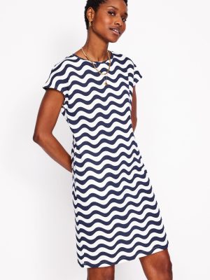 Leah Jersey T-shirt Dress-French Navy. Mono Wave