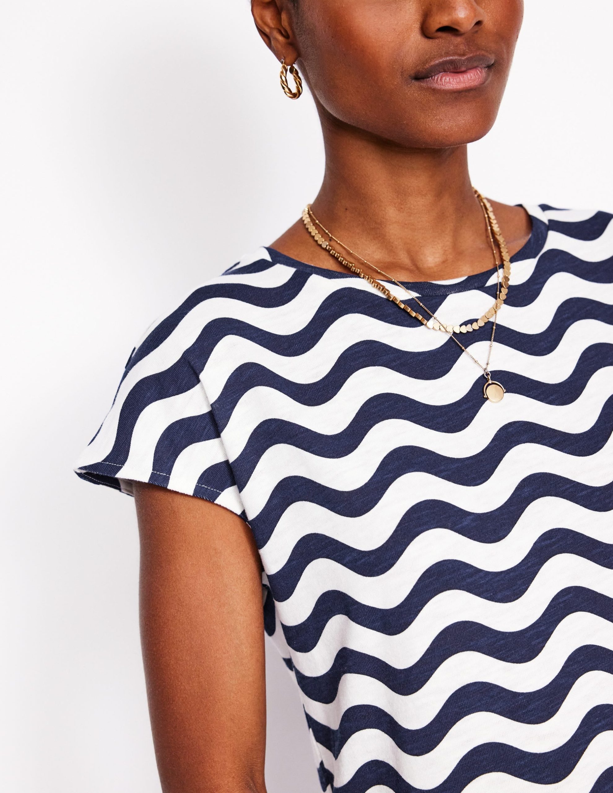 Leah Jersey T-shirt Dress-French Navy. Mono Wave - Image 2