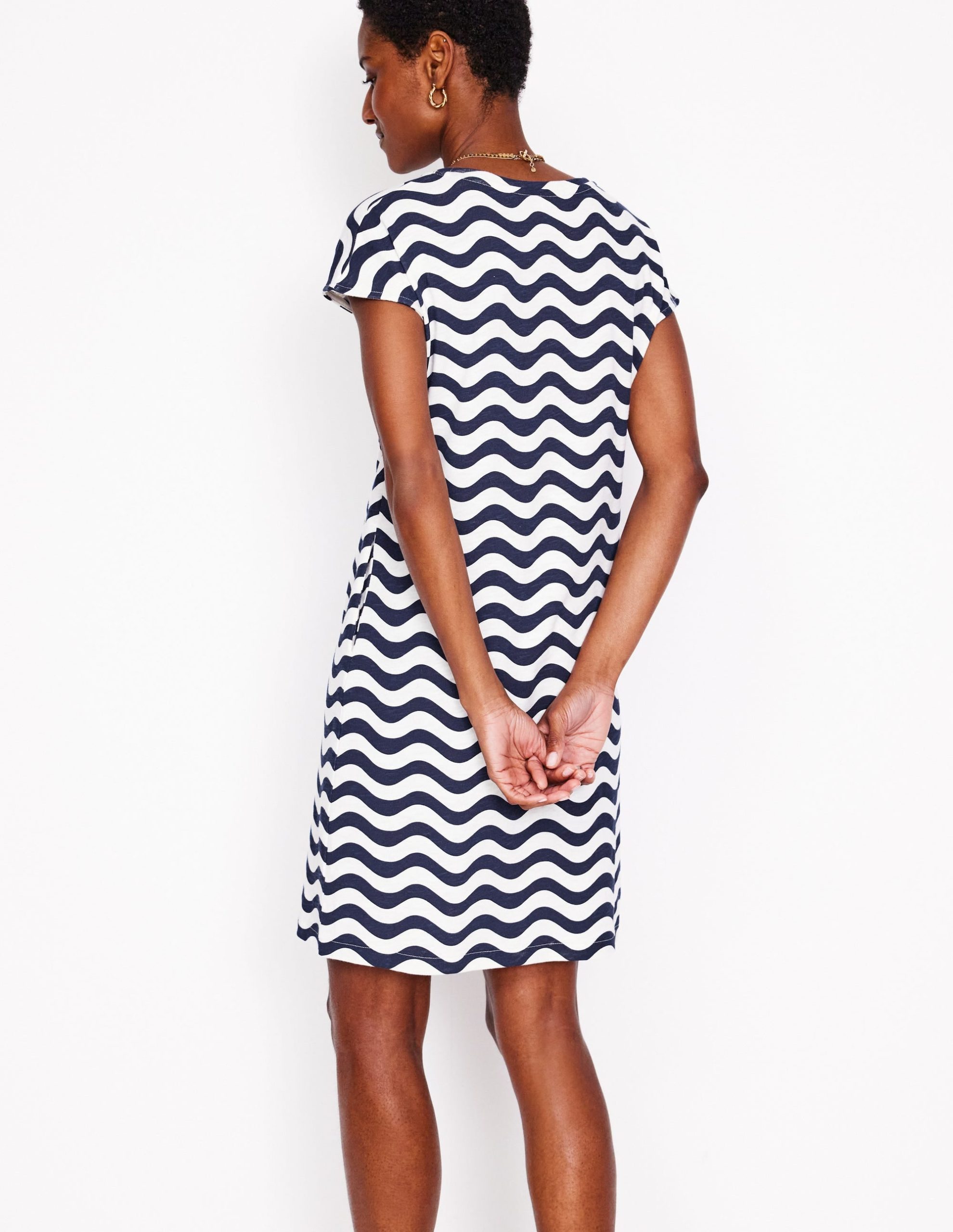 Leah Jersey T-shirt Dress-French Navy. Mono Wave - Image 3