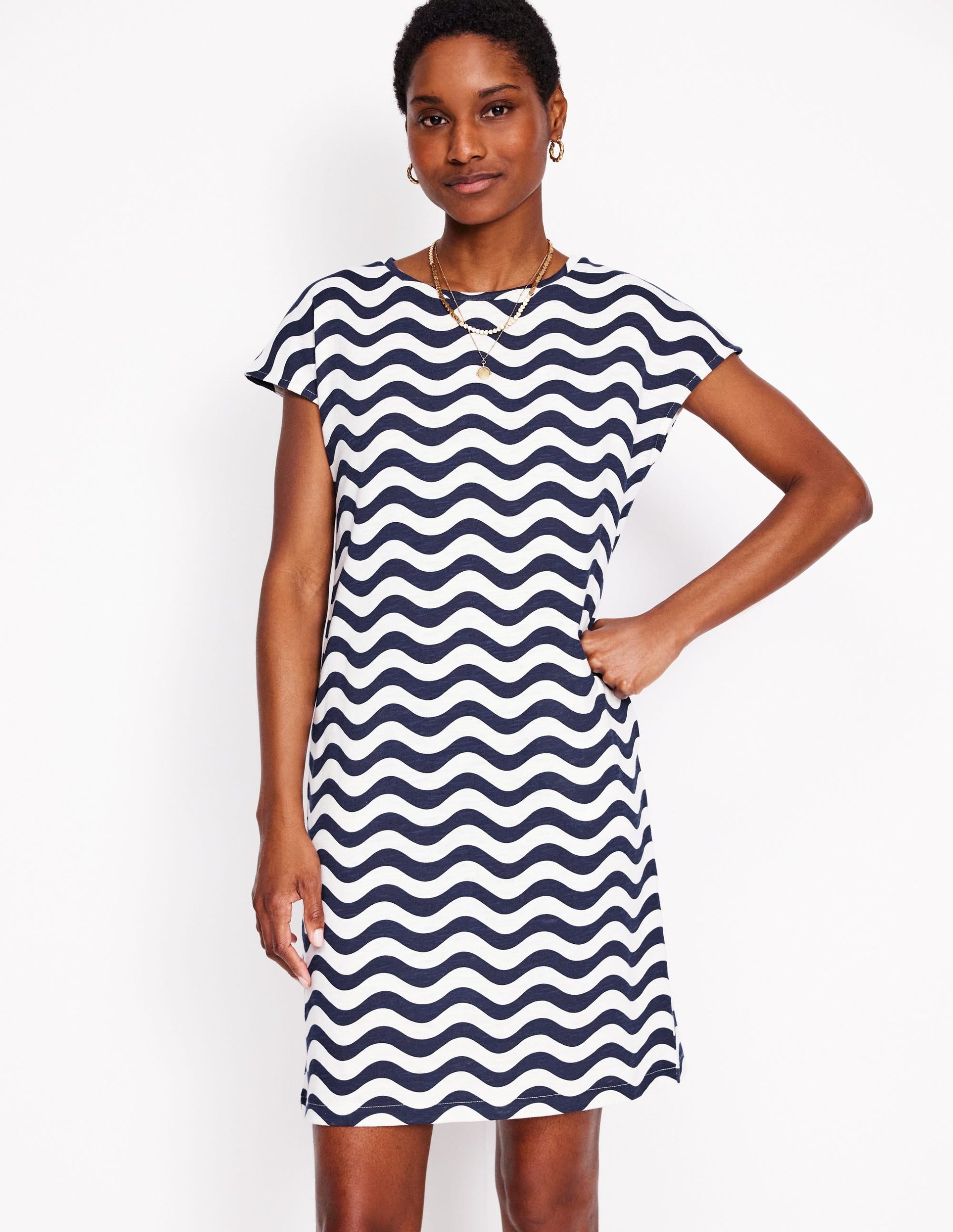 Leah Jersey T-shirt Dress-French Navy. Mono Wave - Image 4