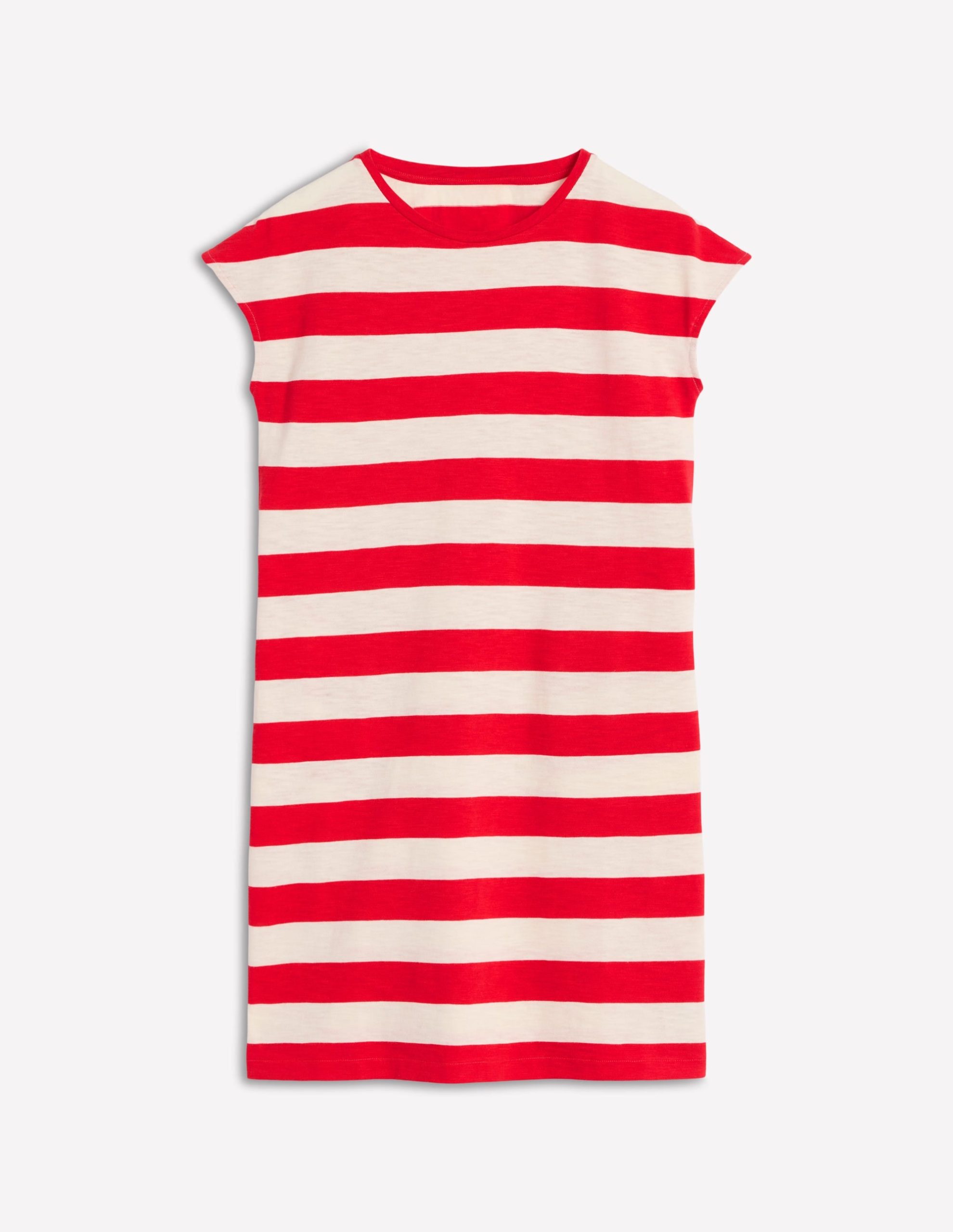 Leah Jersey T-shirt Dress-Poppy Red. White Stripe - Image 5