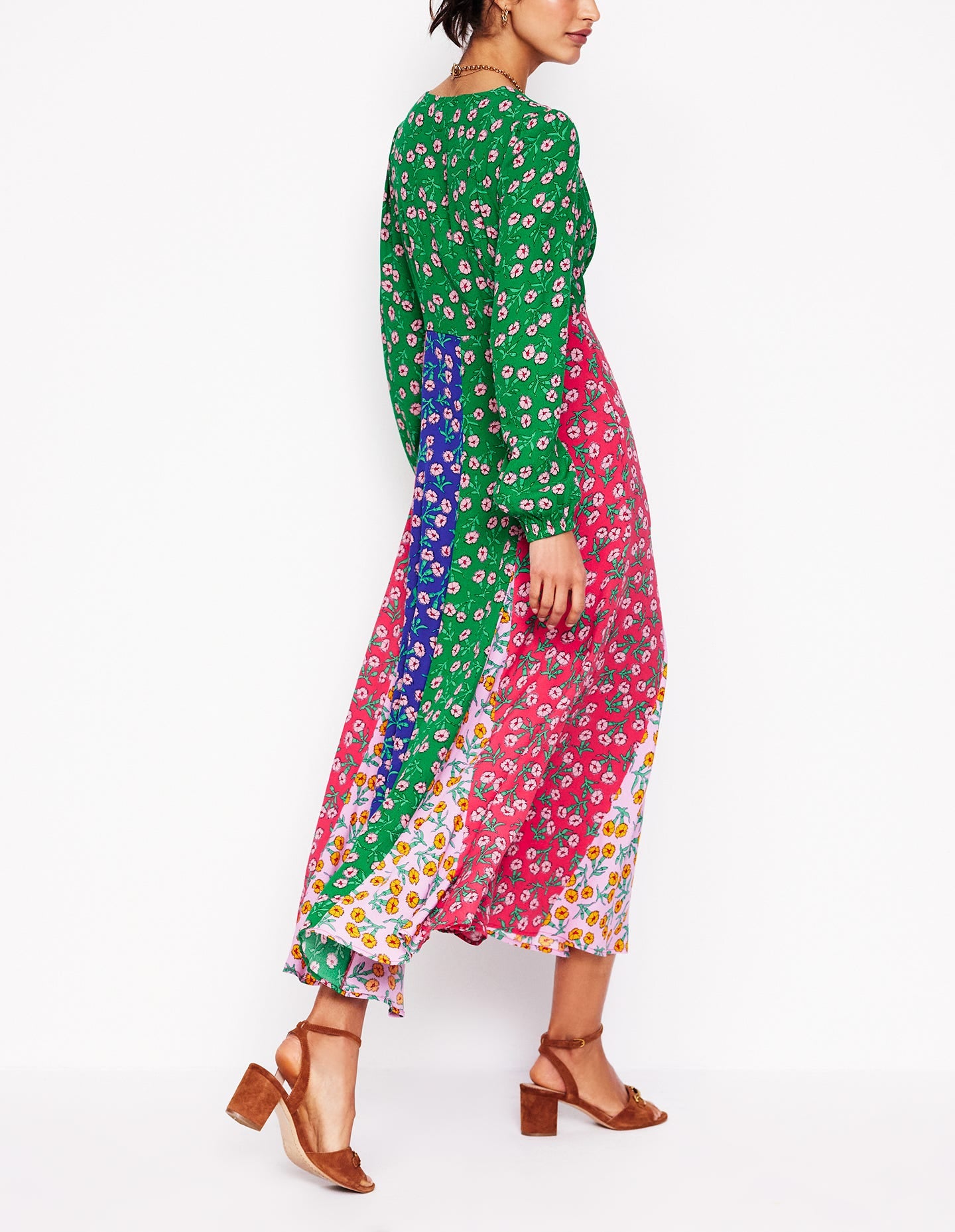 Lisa Long Sleeve Tea Dress-Hotched. Carnation Sprig - Image 4