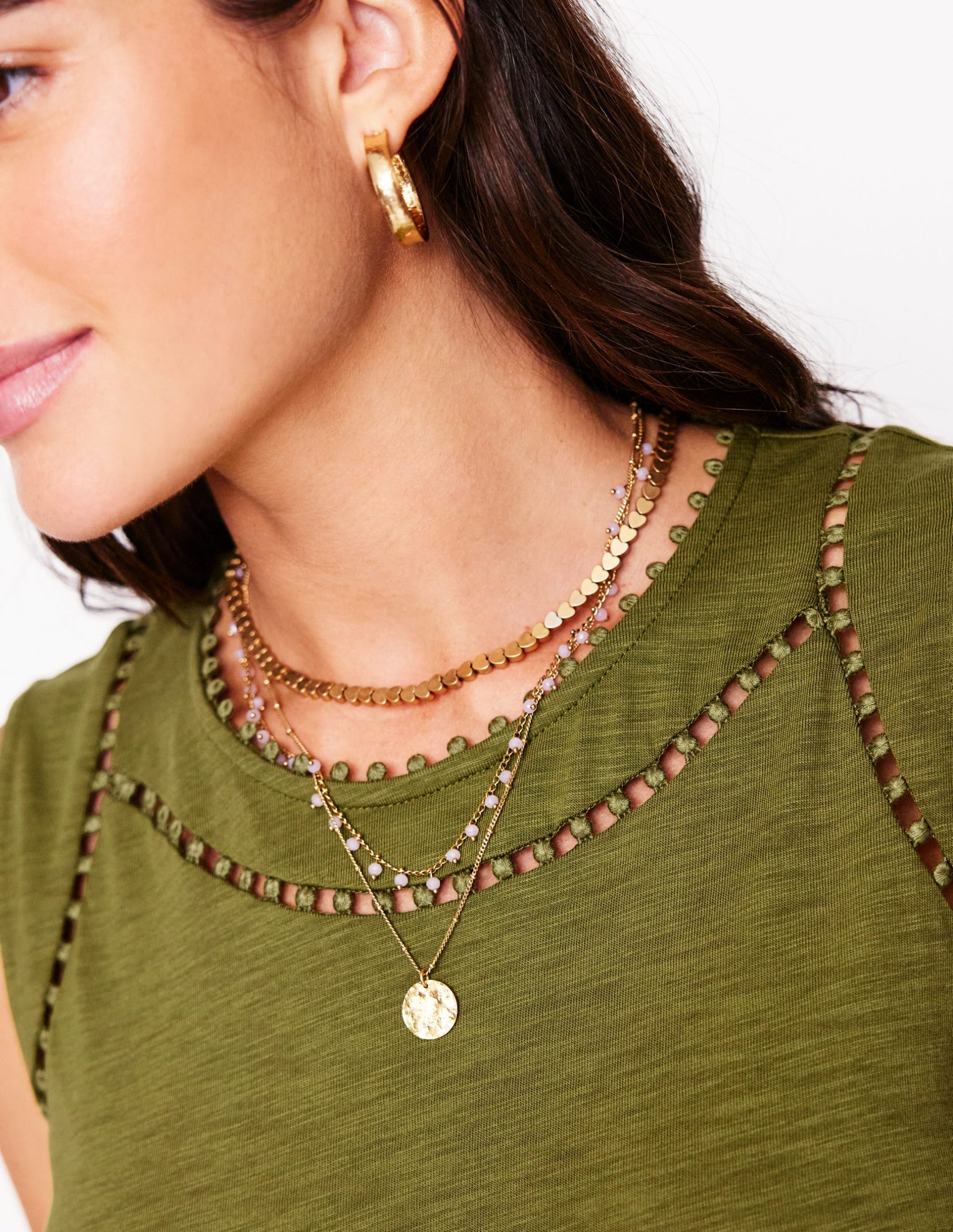 Mila Trim Short Jersey Dress-Deep Olive - Image 2