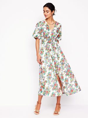 Lillian Cotton Midi Dress-Multi. Bouquet Cluster