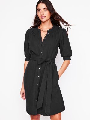 Ada Double Cloth Short Dress-Black