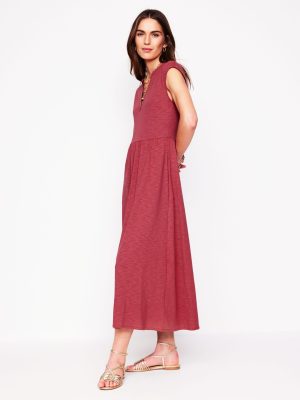 Chloe Jersey Midi Dress-Terracotta Red