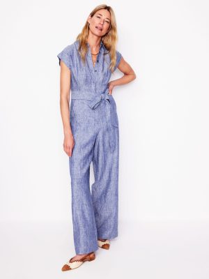 Colette Linen Jumpsuit-Authentic Blue Chambray