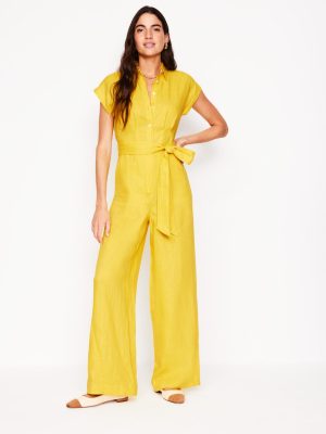 Colette Linen Jumpsuit-Pineapple Yellow