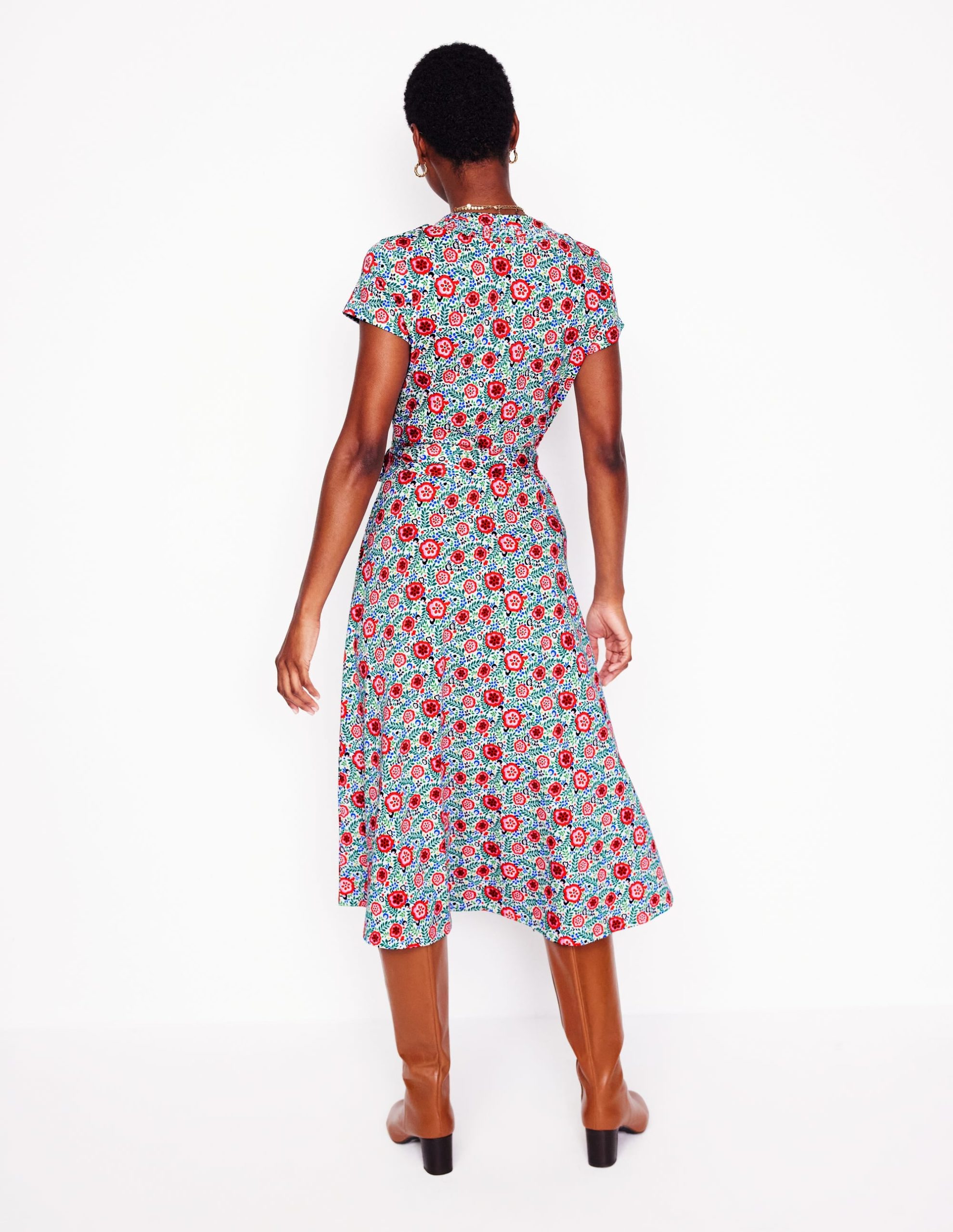 Sara Jersey Shirt Dress-Multi. Foliage Scatter - Image 2