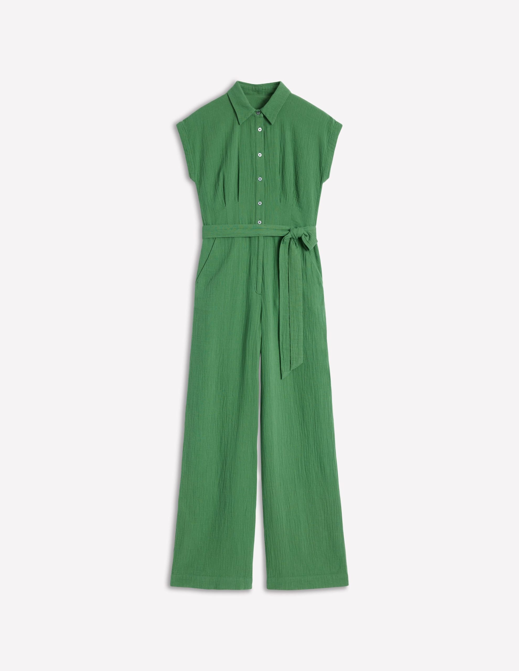 Colette Double Cloth Jumpsuit-Paradise Green - Image 5