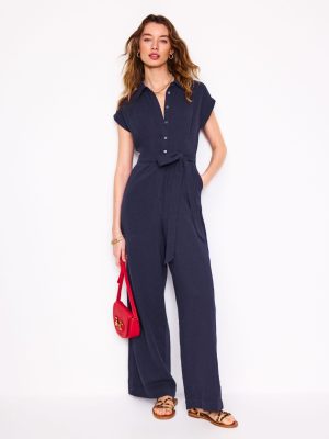 Colette Double Cloth Jumpsuit-Navy