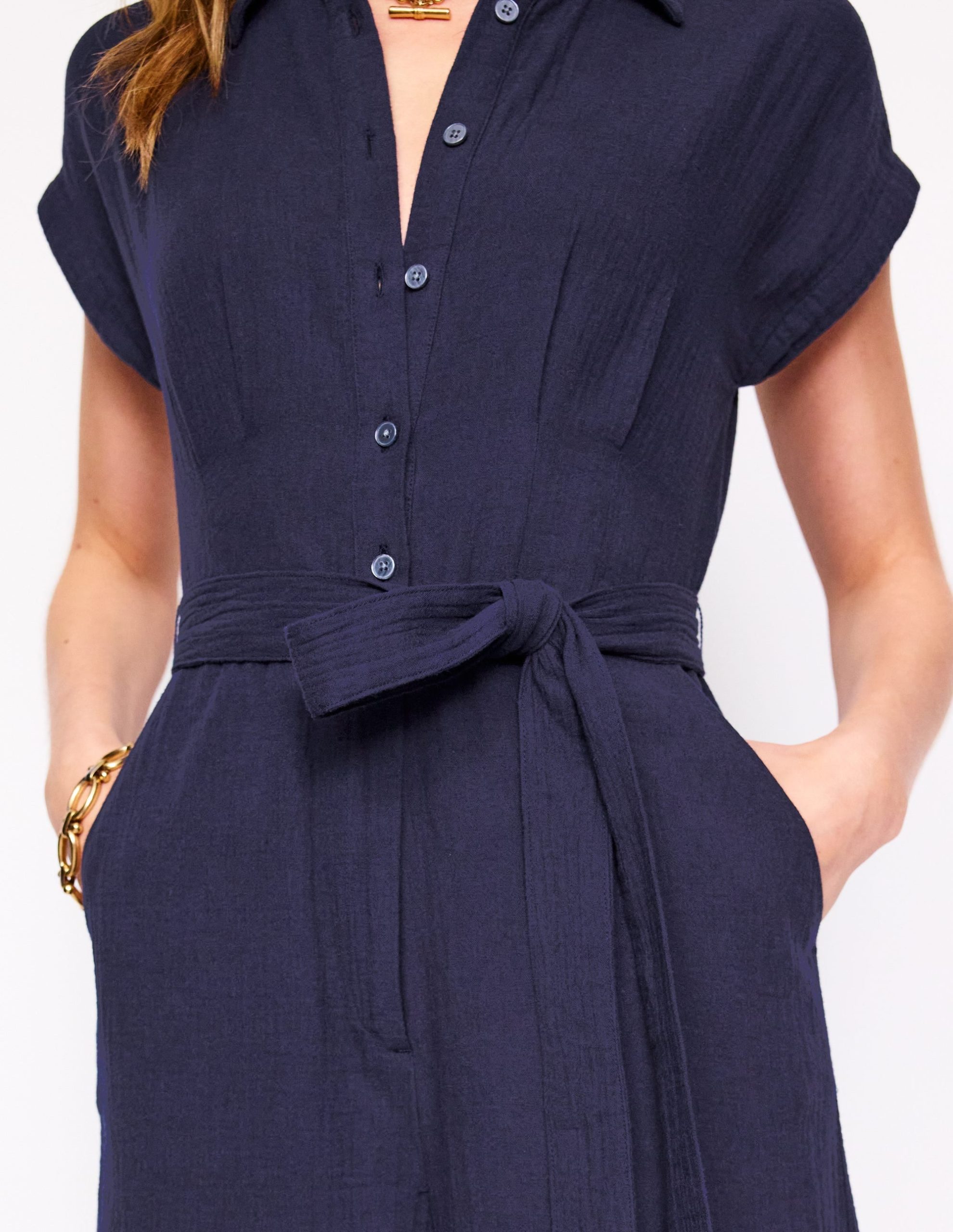 Colette Double Cloth Jumpsuit-Navy - Image 2