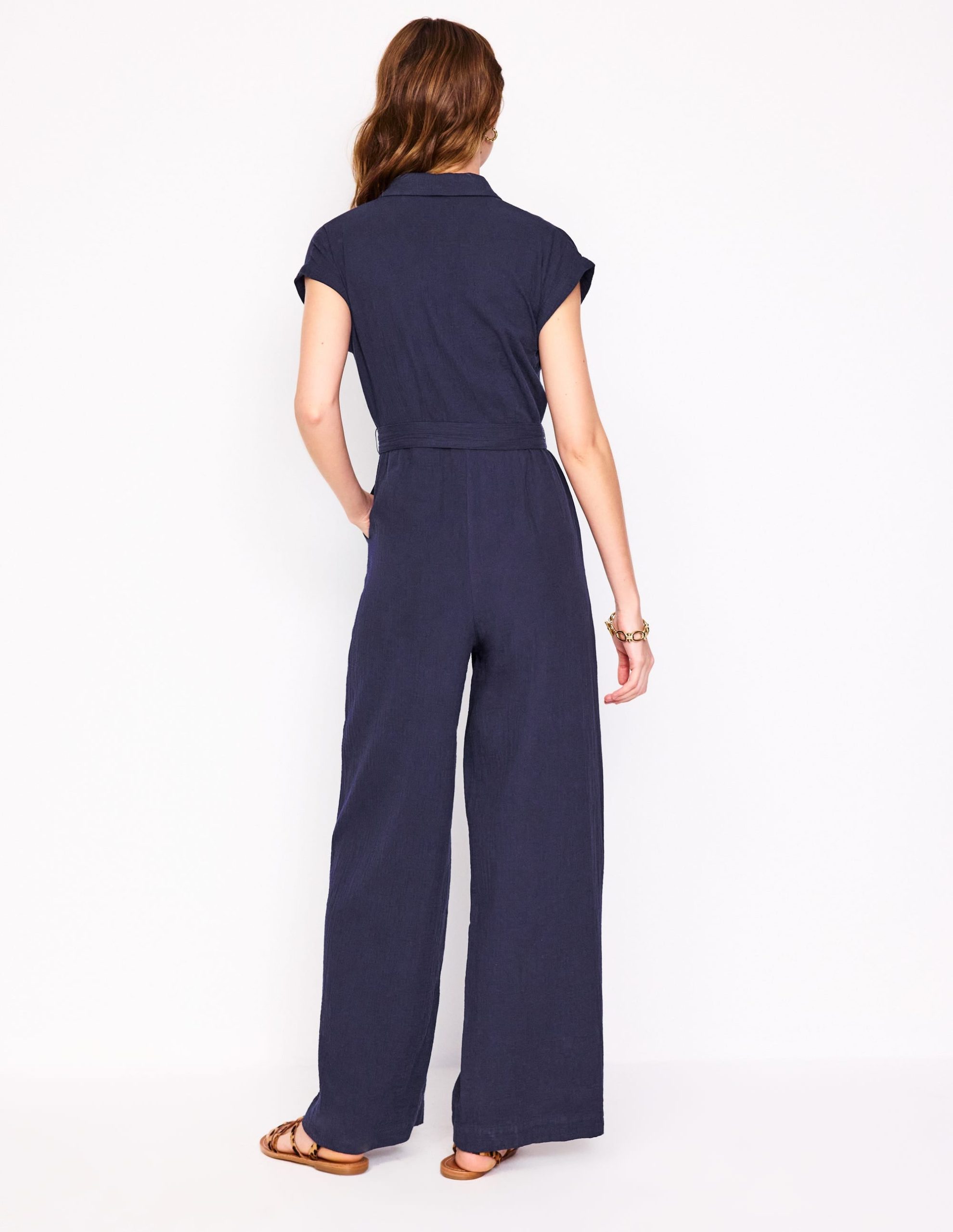 Colette Double Cloth Jumpsuit-Navy - Image 3