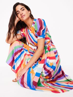 Blouson Crew Neck Dress-Multi. Supernova