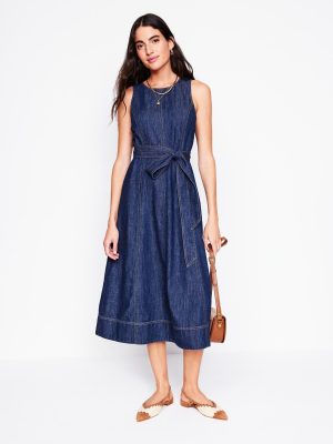 Sleeveless Denim Dress-Dark Vintage Denim