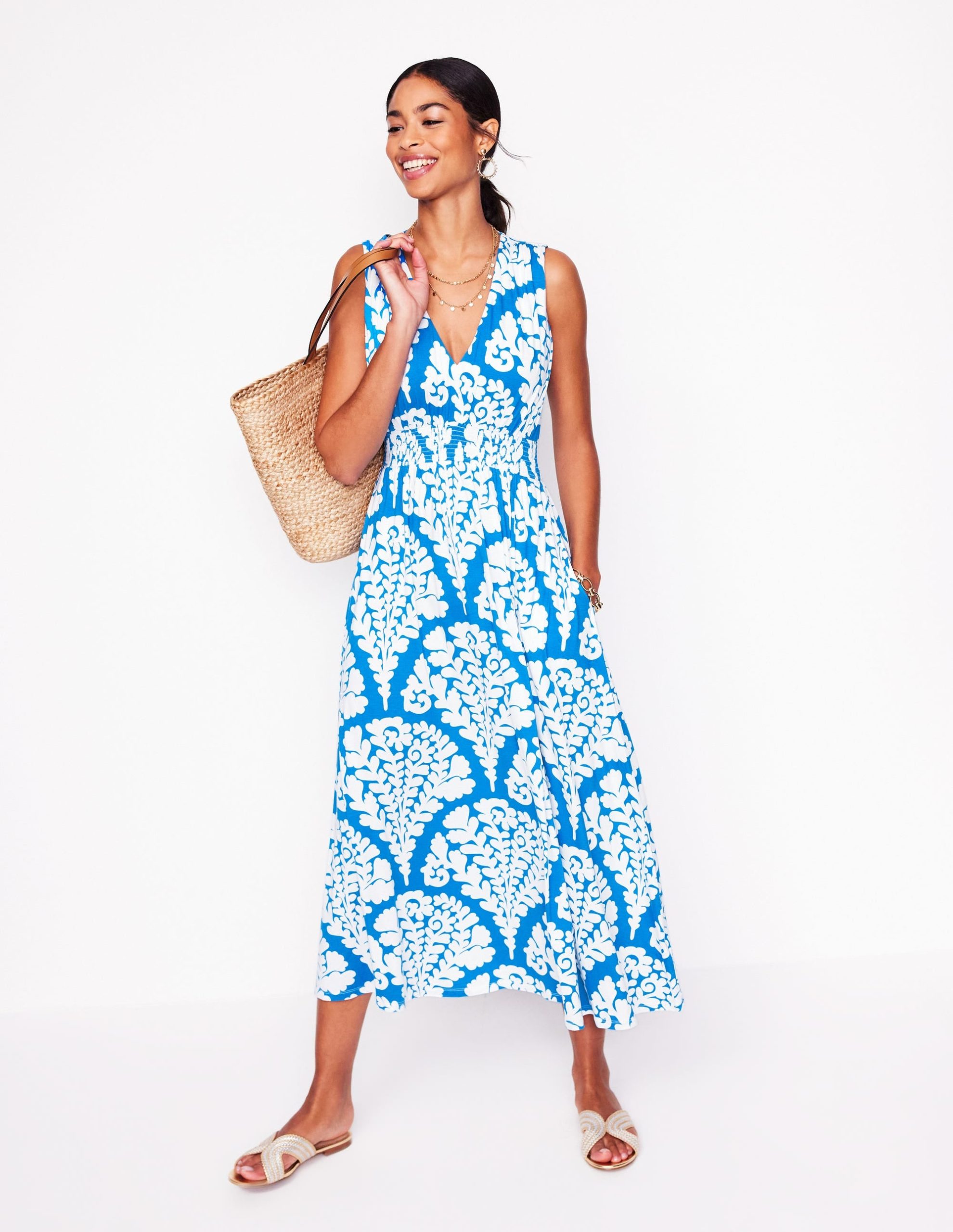 Paloma Jersey Maxi Dress-Cerulean Blue. Blossomy
