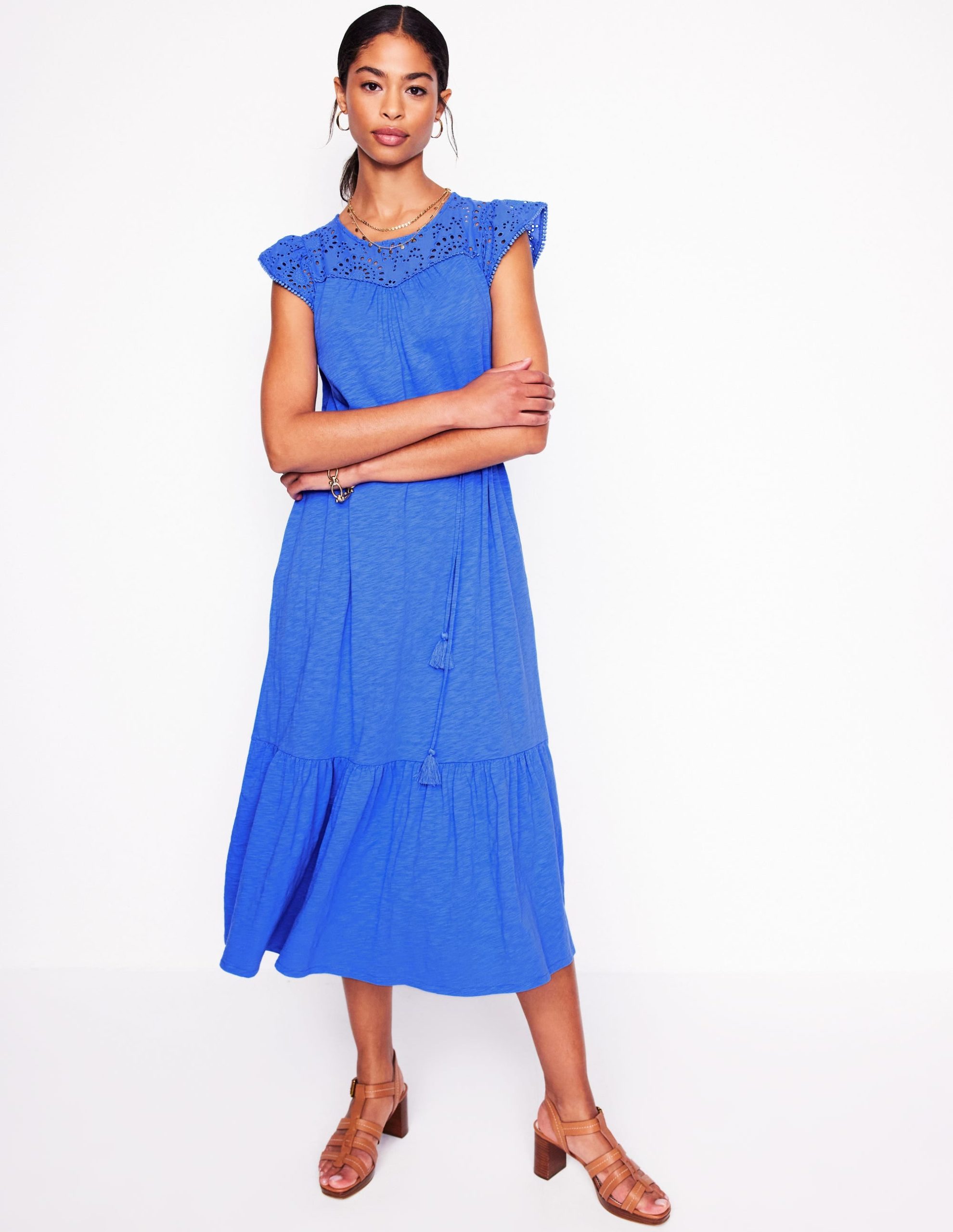 Juliet Broderie Midi Dress-Gallery Blue - Image 4