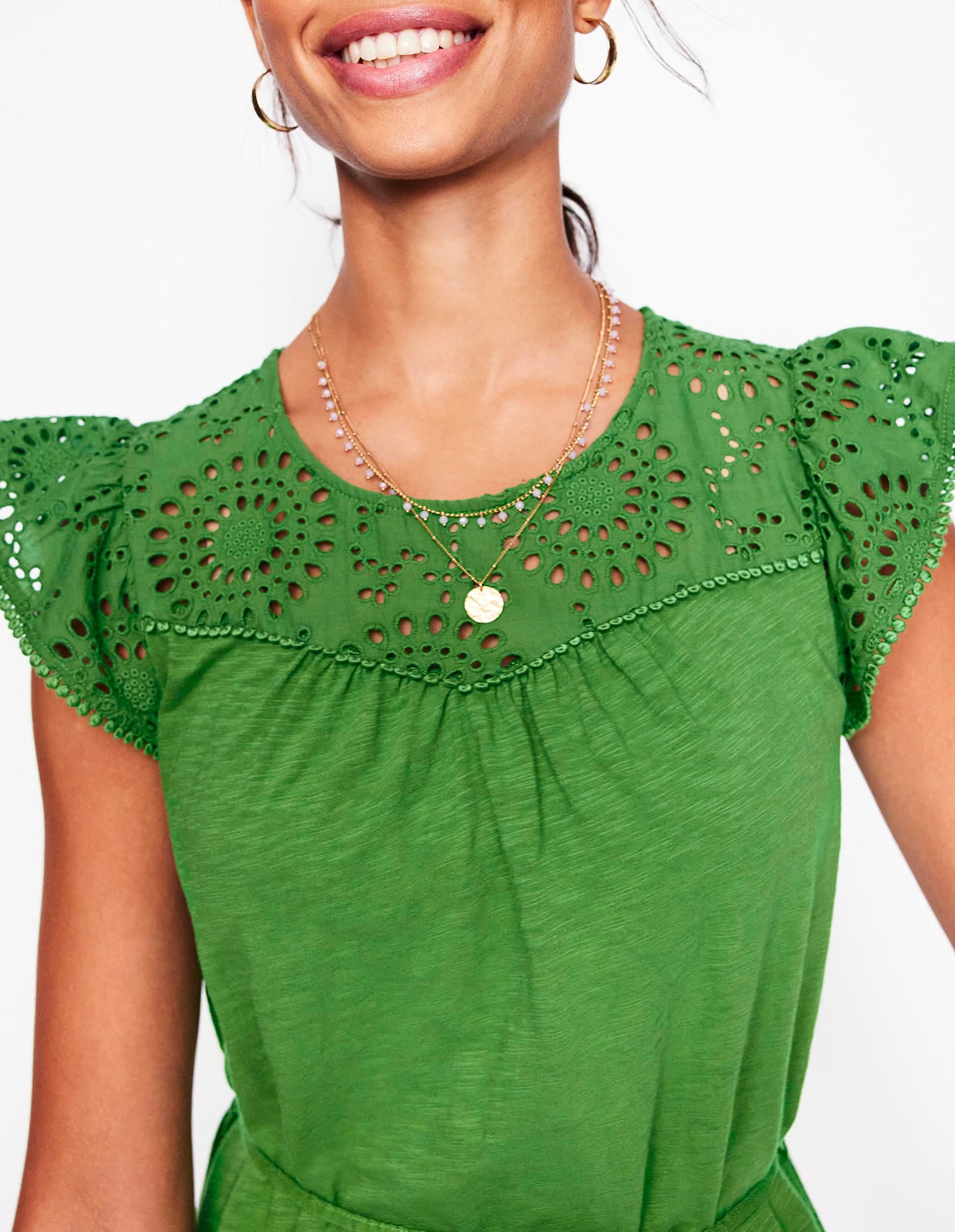Juliet Broderie Short Dress-Paradise Green - Image 2