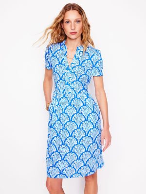 Naomi Short Sleeve Dress-Cerulean Blue. Blossomy